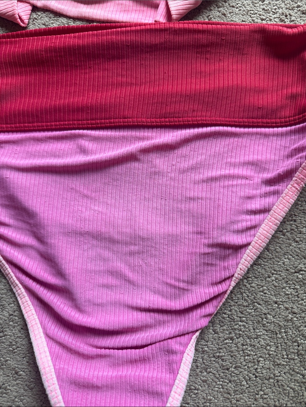 Beach Riot Pink & Red Ribbed Two-Piece Bikini - Picture 5 of 6